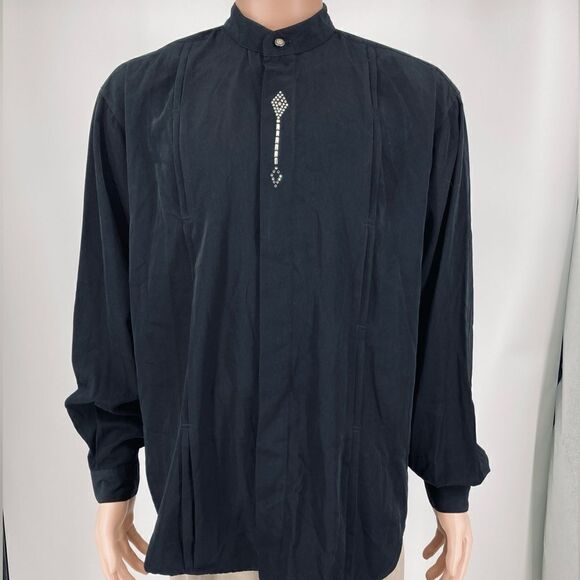 Pronti Collection be Phita Men’s Rhinestone Black Dress Shirt Size L - Picture 1 of 5